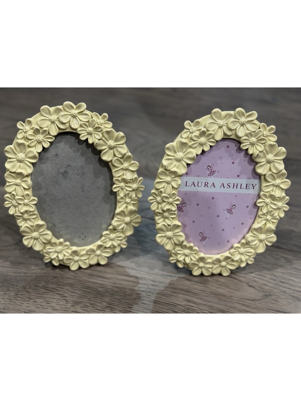 Laura Ashley Yellow Resin Floral Picture Frames Set of 2 photo Frames EUC